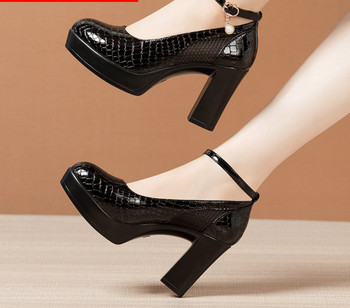 Нов модел дамски кожени обувки с висок ток 9см или 12см