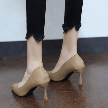 Дамски високи обувки от еко кожа елегантен модел
