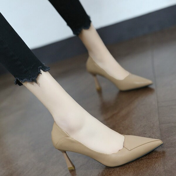 Γυναικεία ψηλά παπούτσια από οικολογικό δέρμα, κομψό μοντέλο