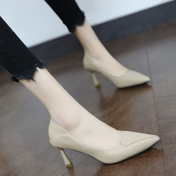 Γυναικεία ψηλά παπούτσια από οικολογικό δέρμα, κομψό μοντέλο