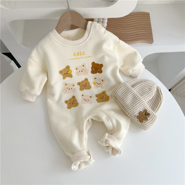 Zīdaiņu vilnas romperi ar apdruku un cepuri