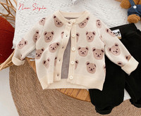 Bērnu ziemas jaka ar pogām un lāča apdruku