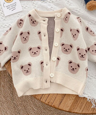 Bērnu ziemas jaka ar pogām un lāča apdruku