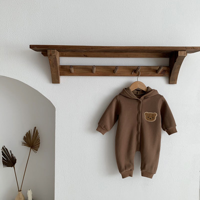 Zīdaiņu vilnas bikses ar kapuci un lāča izšuvumu