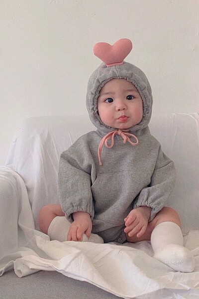 Dječji bodi od flisa dugih rukava s kapuljačom