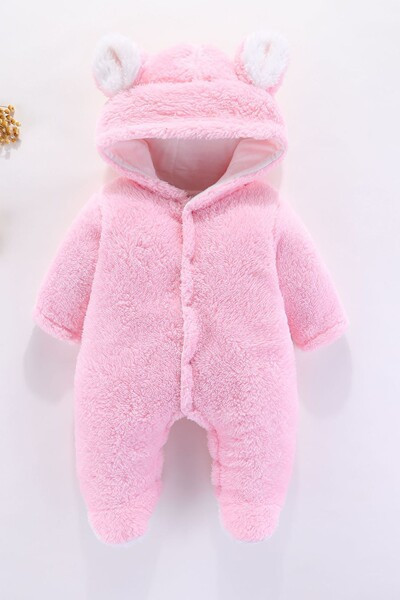 Kūdikių pliušinis šliaužtinukas su gobtuvu