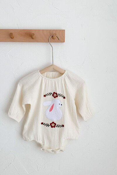 Ikdienas bērnu bodijs ar izšuvumu un pogu aizdari