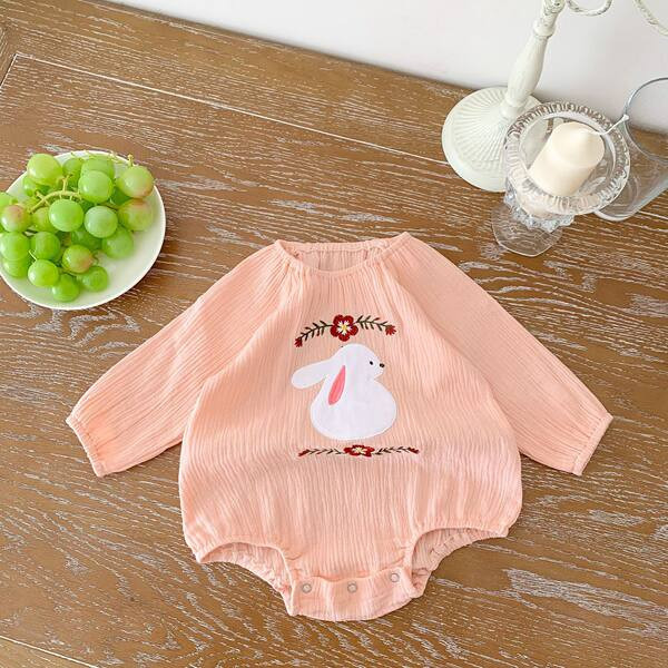 Ikdienas bērnu bodijs ar izšuvumu un pogu aizdari