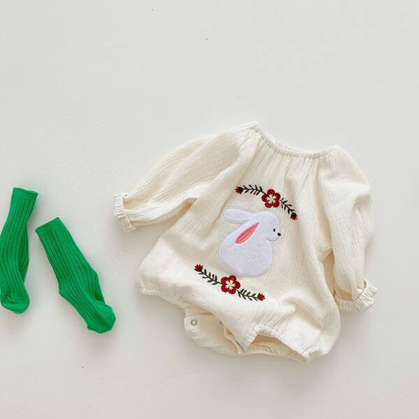 Ikdienas bērnu bodijs ar izšuvumu un pogu aizdari