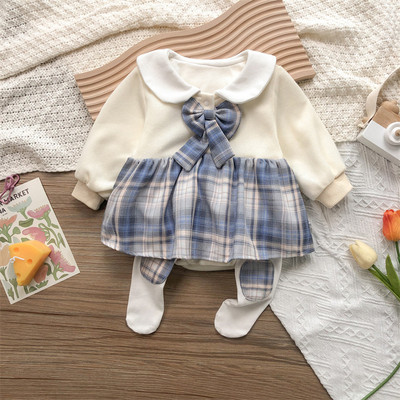 Zīdaiņa un meitenes rūtainais pogu komplekts