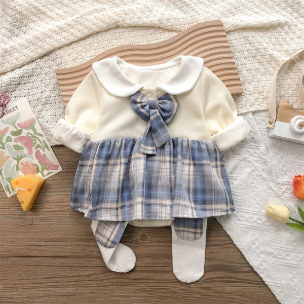 Zīdaiņa un meitenes rūtainais pogu komplekts