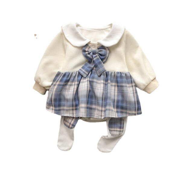 Zīdaiņa un meitenes rūtainais pogu komplekts