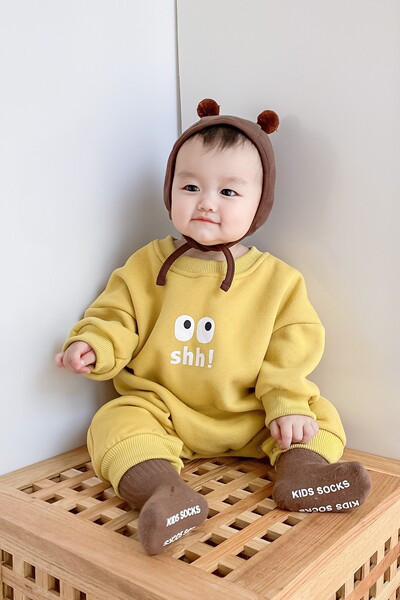 Zīdaiņu vilnas romeris ar apdruku un pogām