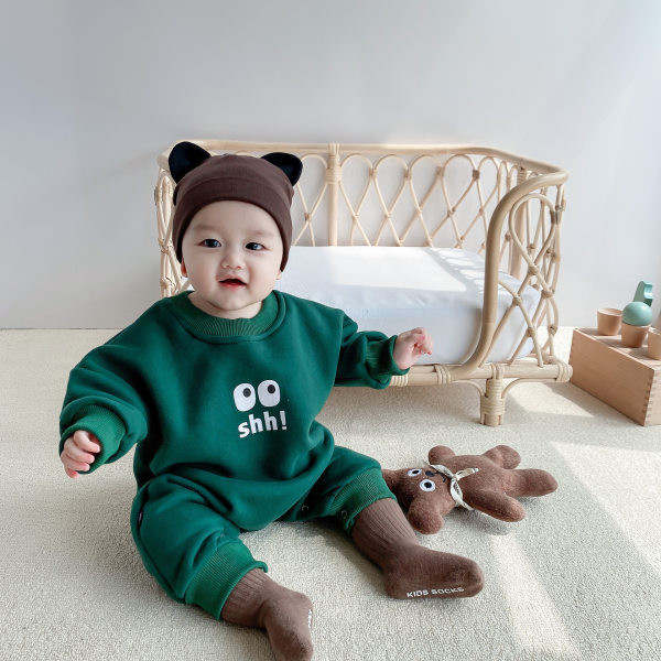 Zīdaiņu vilnas romeris ar apdruku un pogām