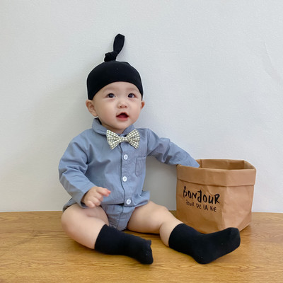 Új modell baba body klasszikus gallérral és csokornyakkendővel