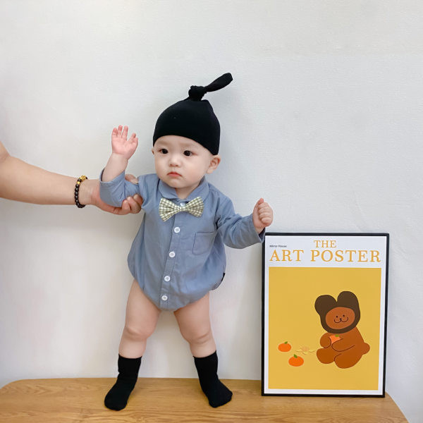 Új modell baba body klasszikus gallérral és csokornyakkendővel