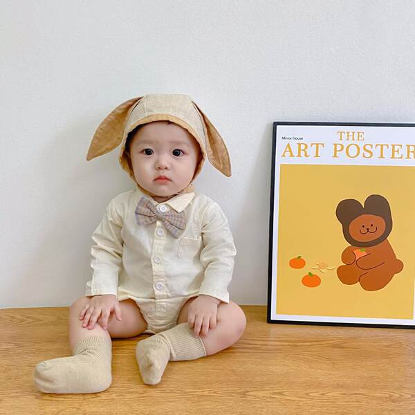 Új modell baba body klasszikus gallérral és csokornyakkendővel