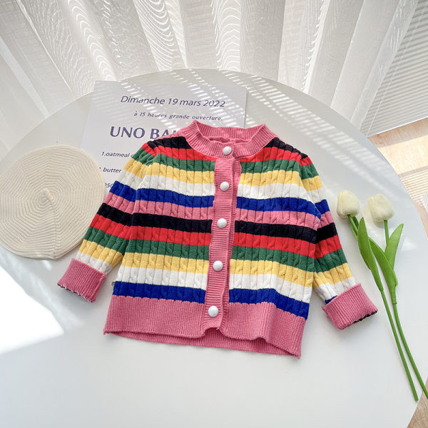 Ριγέ βρεφική ζακέτα με κουμπιά