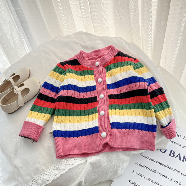 Ριγέ βρεφική ζακέτα με κουμπιά