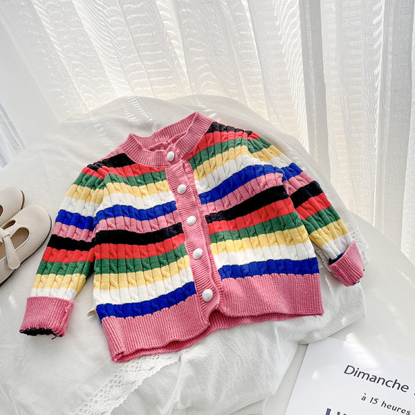 Ριγέ βρεφική ζακέτα με κουμπιά