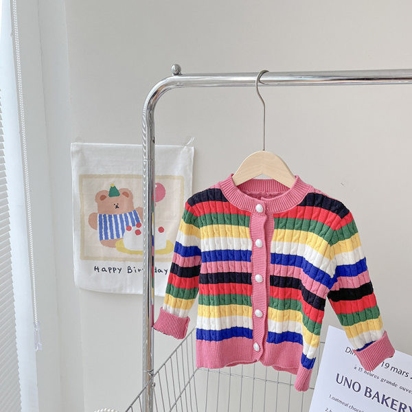 Ριγέ βρεφική ζακέτα με κουμπιά