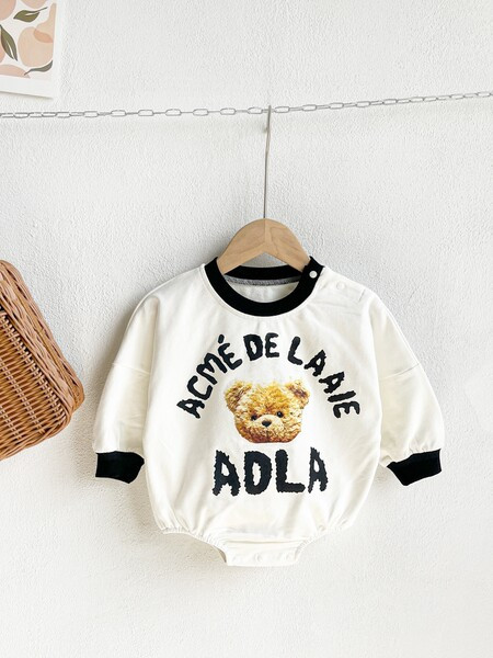 Modes bērnu bodijs ar garām piedurknēm un apdruku