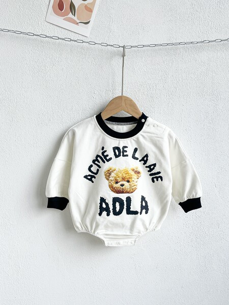 Modes bērnu bodijs ar garām piedurknēm un apdruku