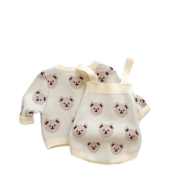 Βρεφικό σετ σε τρία μέρη με κουμπιά και στάμπα αρκούδας