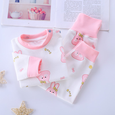 Baba magas derekú mintás kétrészes blúz és nadrág szett