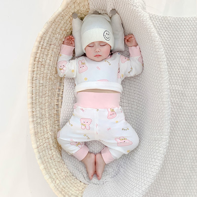 Beebi fliisist kaheosalised püksid ja trükiga pluusikomplekt