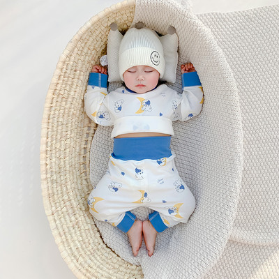 Beebi fliisist kaheosalised püksid ja trükiga pluusikomplekt