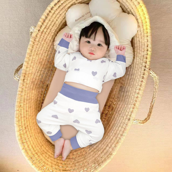 Beebi fliisist kaheosalised püksid ja trükiga pluusikomplekt