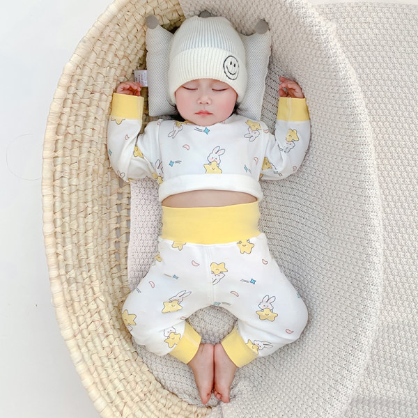 Beebi fliisist kaheosalised püksid ja trükiga pluusikomplekt