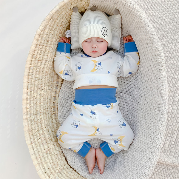 Beebi fliisist kaheosalised püksid ja trükiga pluusikomplekt