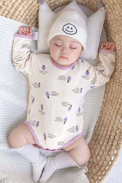 Dječji bodi s okruglim izrezom i dugim rukavima za djevojčice