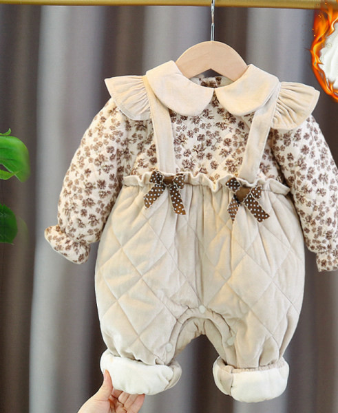 Baby fleece romper με φλοράλ μοτίβο