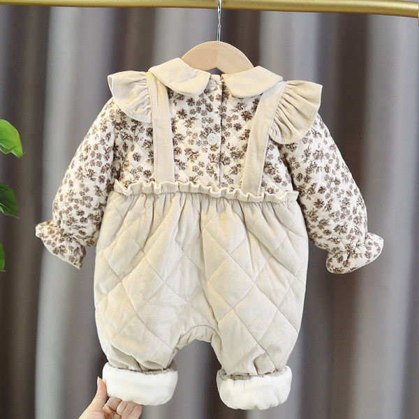 Baby fleece romper με φλοράλ μοτίβο