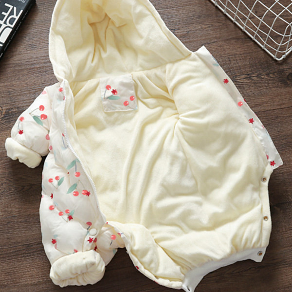 Bērnu rombiņš ar oderi, kapuci un ķiršu apdruku