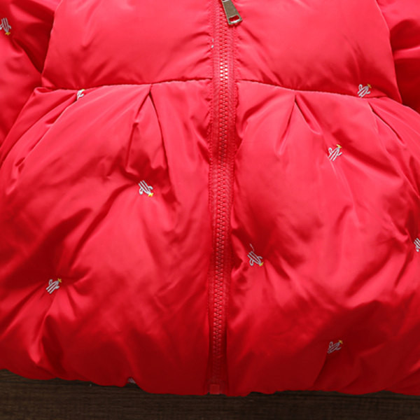 Jauna modeļa bērnu jaka meitenēm ar kapuci un izšuvumu