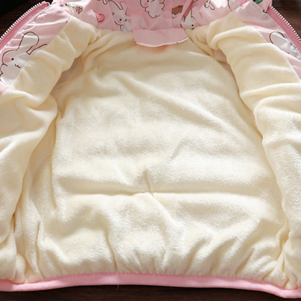 Baba polár kabát mintával, kapucnival és cipzárral