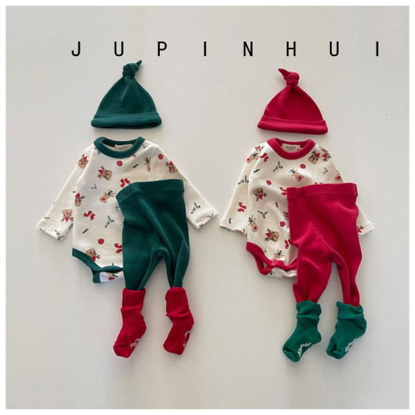 Három részes babakészlet karácsonyi nyomattal