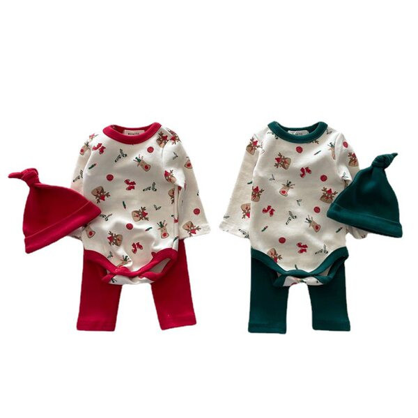 Három részes babakészlet karácsonyi nyomattal