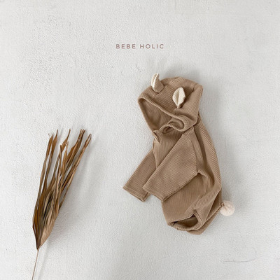 Βρεφικό κορμάκι με μακριά μανίκια και κουκούλα