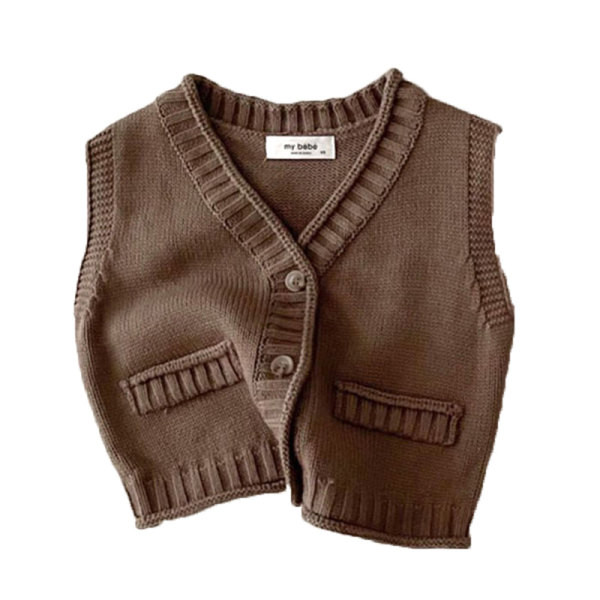 Kötött gyerekmellény gombokkal