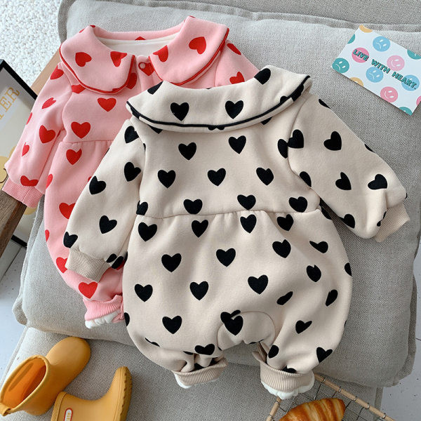 Hlače za bebe s gumbima i printom srca
