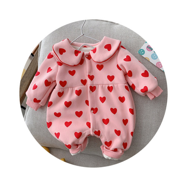 Hlače za bebe s gumbima i printom srca