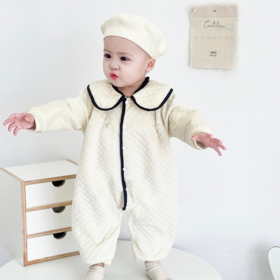 Casual βρεφική ολόσωμη φόρμα με στάμπα και κουμπιά