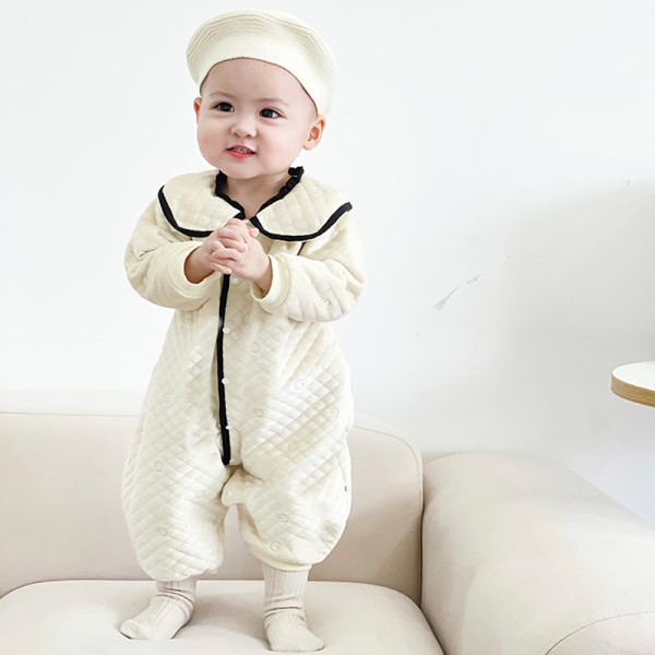 Casual βρεφική ολόσωμη φόρμα  με στάμπα και κουμπιά