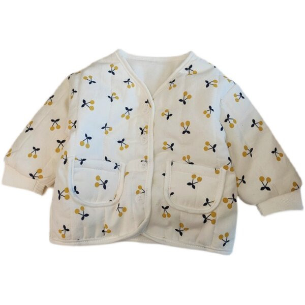 Dječji prsluk od flisa s gumbima, printom i džepom