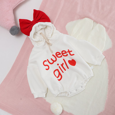 Zīdaiņu flīsa bodijs ar apdruku un lentes kapuci